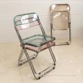 hot sale clear folding chair clear plasticchrome steelframe